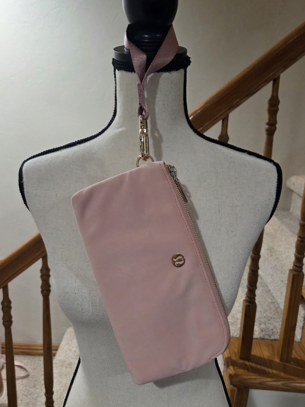 Lululemon Curved Wristlet In Pink Pastel Velour